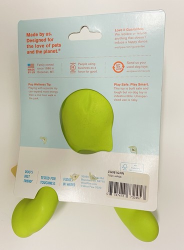 WestPaw TIZZI Floating Durable Dog Chew Toy - Granny Smith, Size Large, NEW - Picture 2 of 2