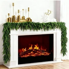 2 Pack Christmas Norfolk Pine Garlands 9FT, Real Touch Artificial Greenery Ga...