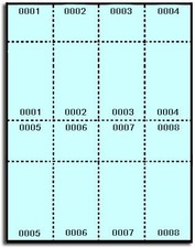 400  Blue Numbered Printable Raffle Tickets for Inkjet and Laser, Numbered Stub