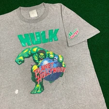 Vintage Planet Hollywood Shirt Mens L Gray 2003 Ang Lee Hulk Mountain Dew Y2K