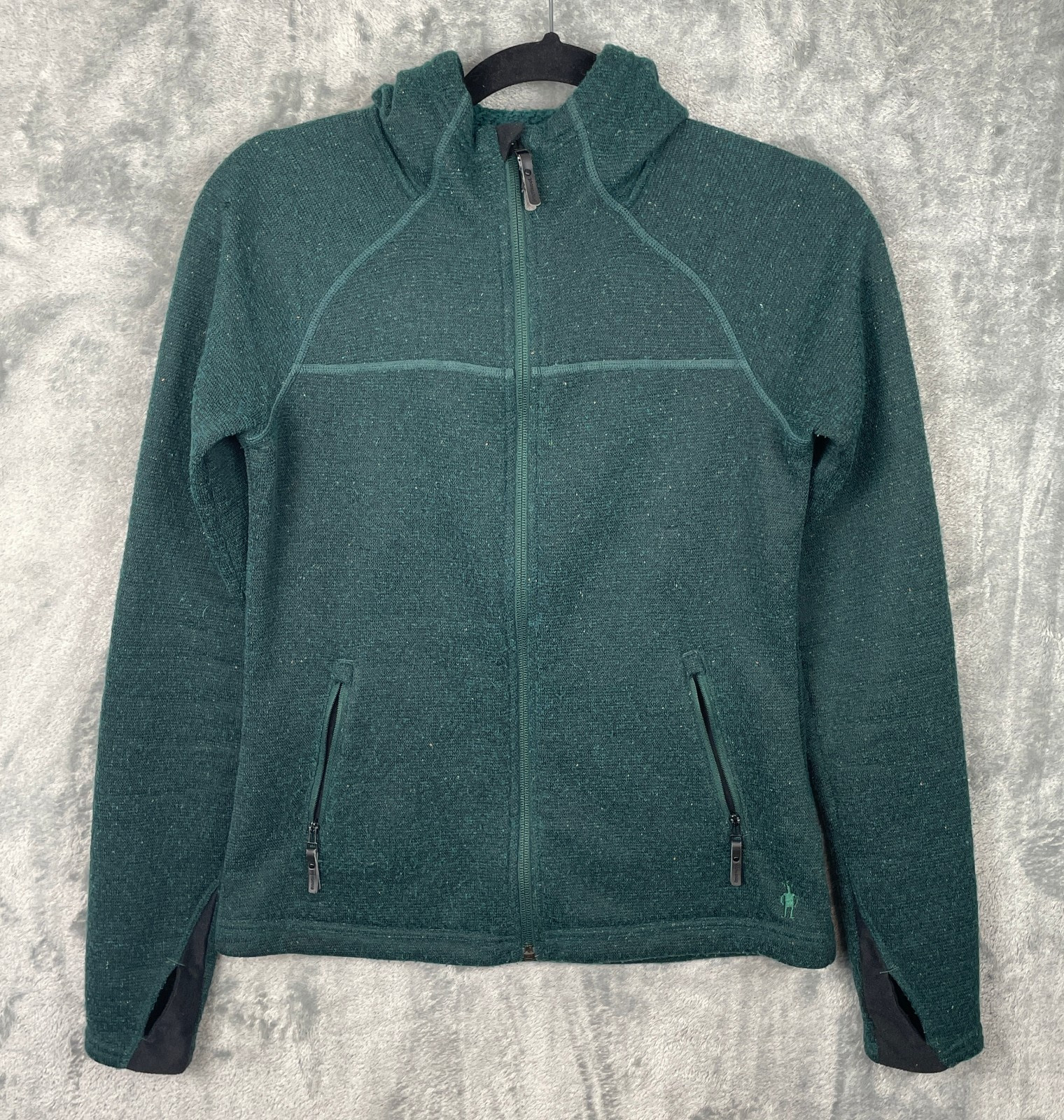 Smartwool Hudson Trail Jacket Women XS Green Full Zip Fleece Sweater Hoodie Wool