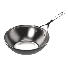 Demeyere Black 5 12-inch, 18/10 Stainless Steel, Wok, Silver-black NEW