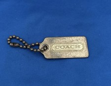 COACH Vintage Antique Brass Tone Metal Hang Tag Purse Replacement Charm Bronze