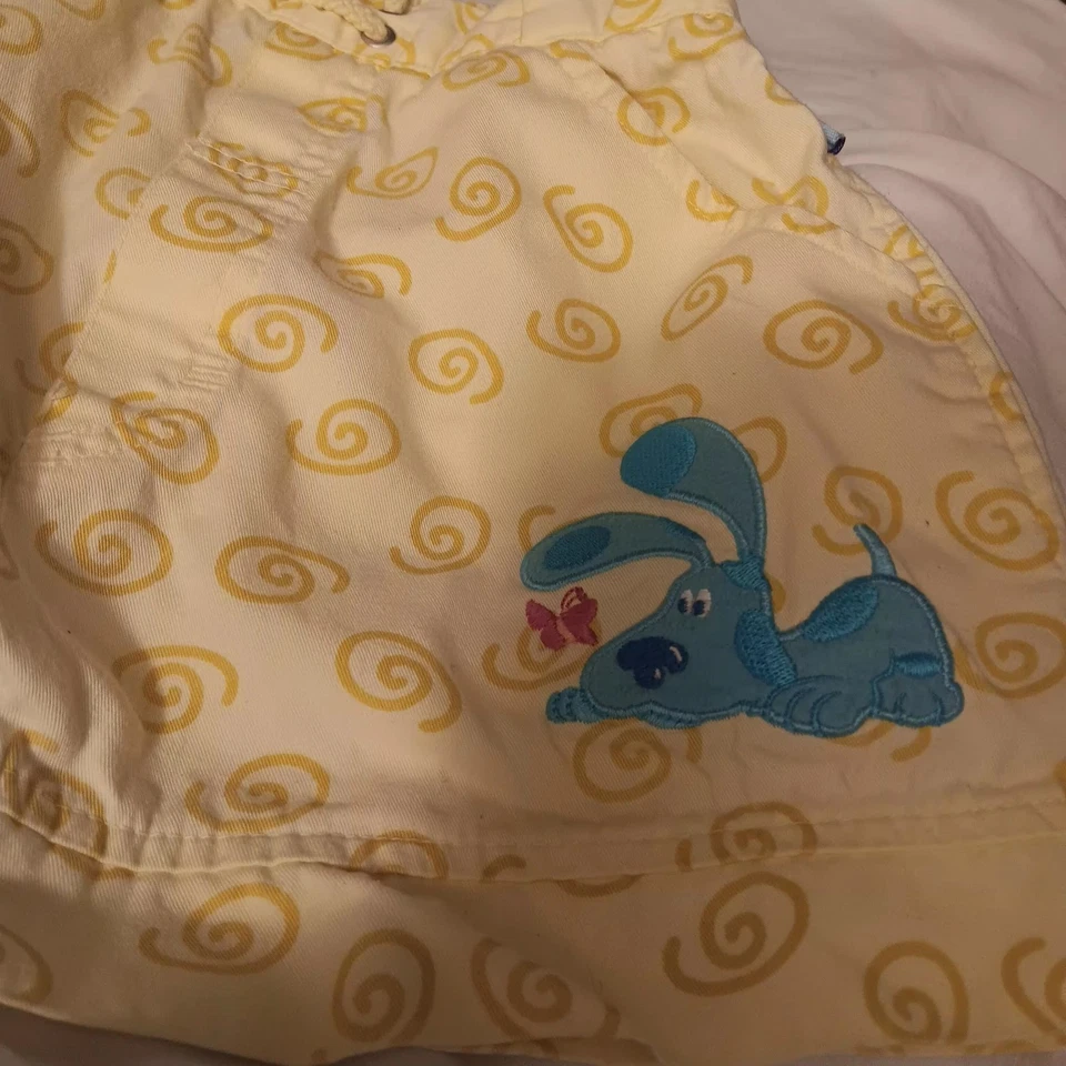 Pantalones Cortos Y2K Vintage 2000 Pistas Azules Niños Niños Talla 6 Remolinos Amarillos Foto 2 de 4