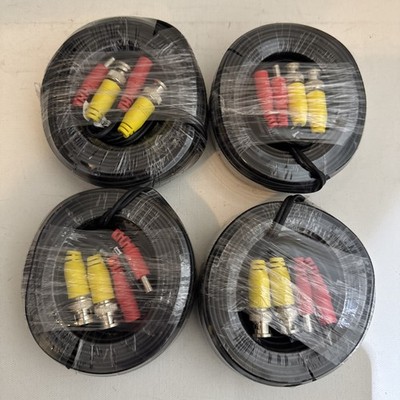 4 X BNC Security Camera Video Power Cables 60ft Each From Defender 4K Set NEW