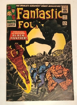 FANTASTIC FOUR #52 FIRST APP BLACK PANTHER  KIRBY CLASSIC FINE 6.0 1966