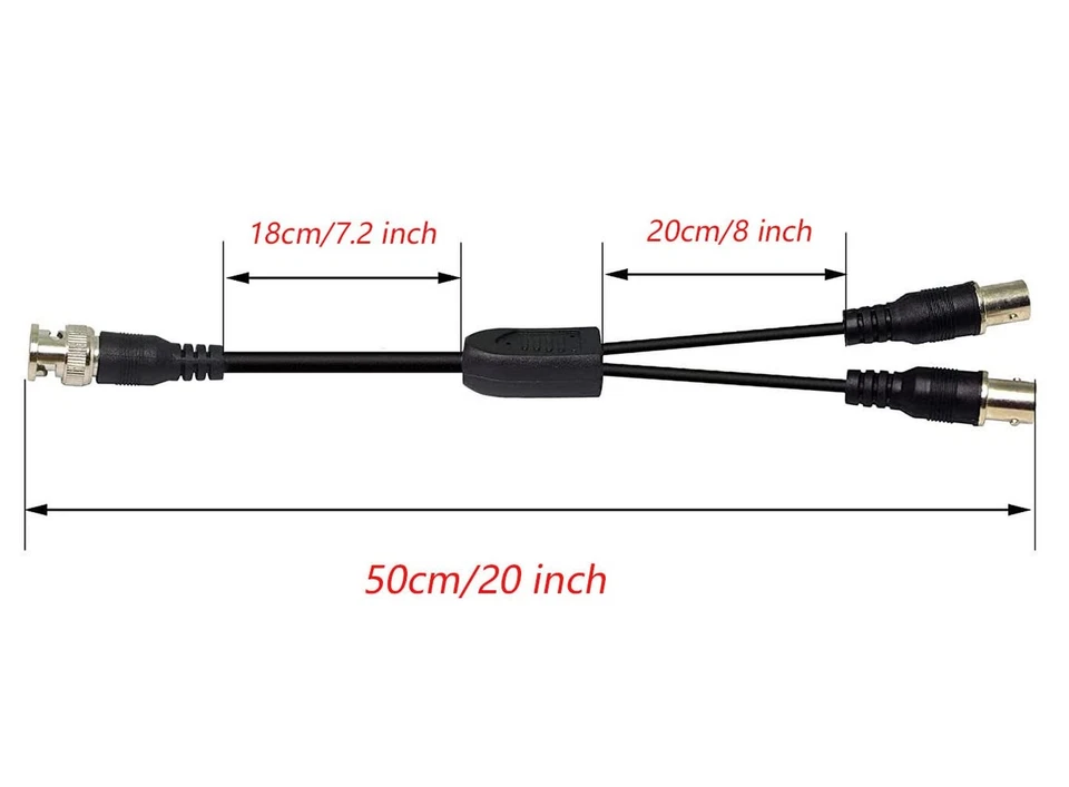 20 Inch BNC Male to Dual Female Splitter Cable for CCTV, Radio, Modem, Camera - Image 4 of 4