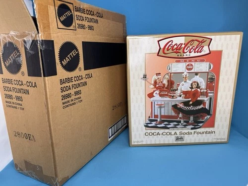 Vintage Barbie Coca-Cola Soda Fountain Shop Playset Diorama 26980 NRFB W Shipper