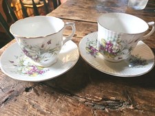 Mismatched English Violet Tea Set Royal 3Dover English, 1 Staffordshire Vintage