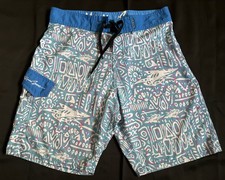 Maui And Sons Mens Size 32 Board Shorts Sharks Blue Swim Trunks Tropical Beach