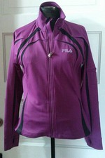 NWT FILA LS Thumb Hole Purple Pink Full Front Zip Fitness Shirt Top Blouse S