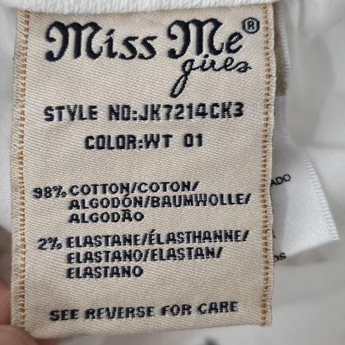 Miss Me Youth Girl's White Jeans Sz 12 Cuffed Skinny Bedazzled Hem And Pockets - Picture 2 of 24