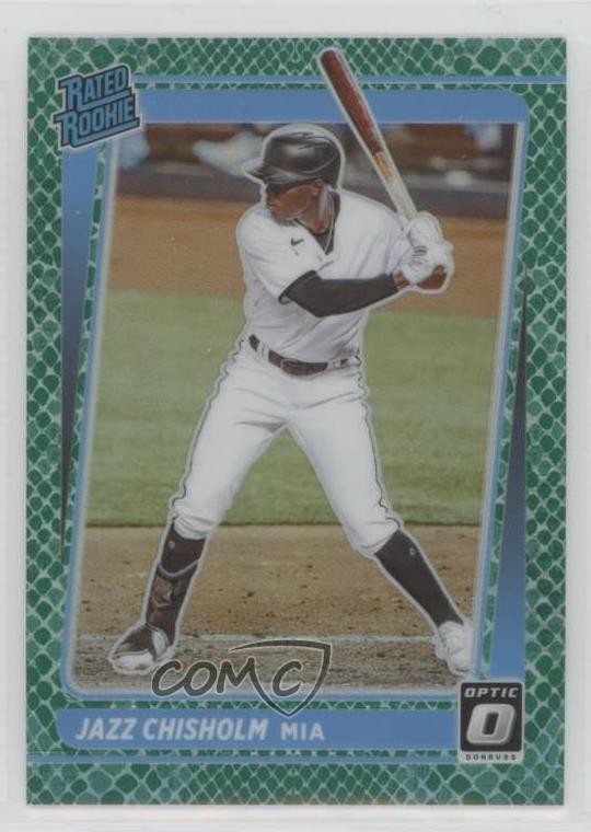 2021 Donruss Optic Rated Green Dragon Prizm 4/88 Jazz Chisholm #58 Rookie RC 0r4
