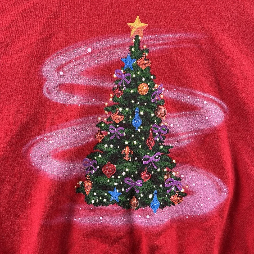 Sudadera de Navidad Vintage Adulto Mediana Roja Árbol de Navidad Cuello Redondo Vellón Años 90 Foto 3 de 4