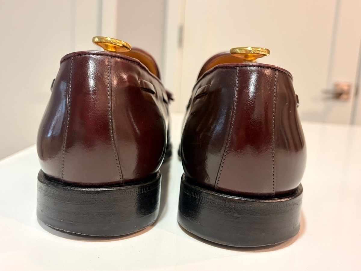 Berwick 1707 Men's Burgundy Shell Cordovan Tassel Loafers US 10.5