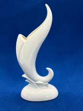 Bird Of Paradise Vintage White Porcelain Vase Unmarked 7.25" tall