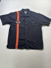 HARLEY-DAVIDSON MEN'S XL MECHANIC BUTTON-UP SHORT SLEEVE SHIRT BLACK  ORANGE