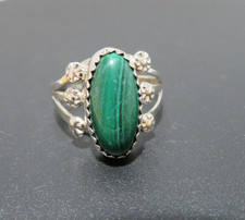 .925 STERLING SILVER LADIES MALACHITE RING SZ 6.5 2.85 grams G134976-3 