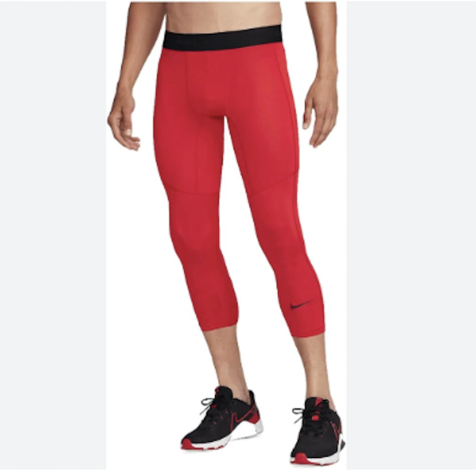 NIKE PRO Men's Dri-FIT 3/4-Length Fitness Tights Base Layer S Red Active Pants