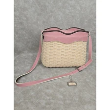 Longaberger Basket Purse ~ Whitewashed Sister Purse with Pink / Dusty Rose HOH