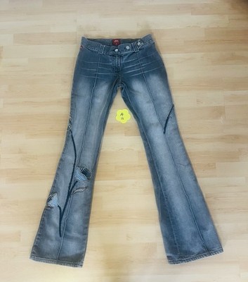 Miss Sixty Jeans Gr. 26 Bootcut Y2K floral Stickerei hellgrau Made in Italy