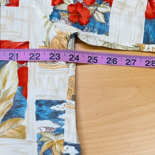 Pierre Cardin Men’s Shirt Large Beige Floral Hawaiian Short Sleeve Button Up - Picture 6 of 7