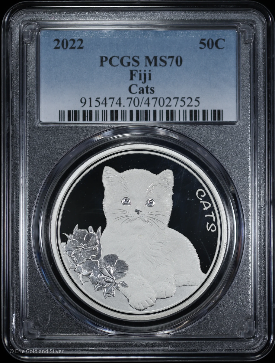 【フィジー2022年 50セント純銀貨】１オンス／CATS銀貨 2022 Fiji 50c 1 oz .999 Fine Silver PCGS MS70 | Cats | eBay