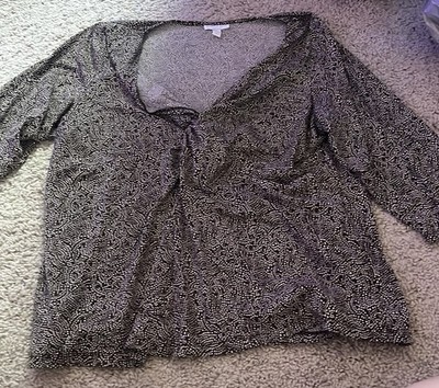 a charter club women s 2x flowy blouse with brown and black pattern