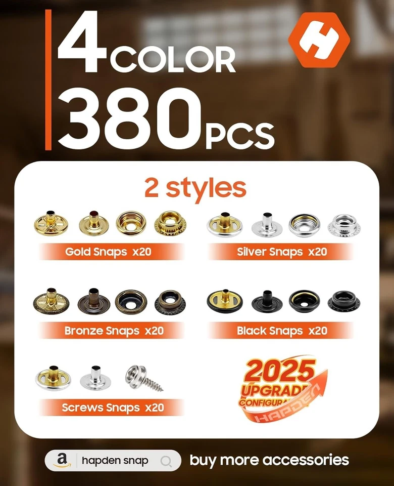 Robust Snap Installation Tool with 100 Sets in 4 Colors for Canvas and Fabric - Image 4 of 4