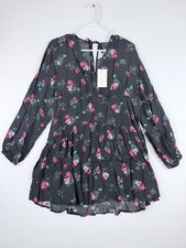 A New Day Women's Balloon Long Sleeve Dropped Waist Mini A-Line Dress SMALL