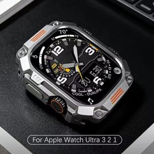2-IN-1 Aluminum Metal Rugged Case Bumper Cover For Apple Watch Ultra 3/2/1 49mm