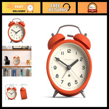 Newgate Charlie Bell Echo Alarm Clock Orange Twin Bell Easy Read Numbers