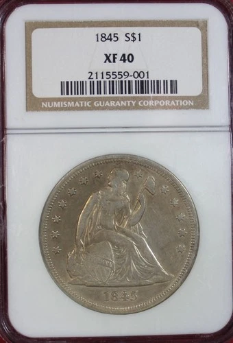 1845-P SEATED LIBERTY DOLLAR NGC XF40