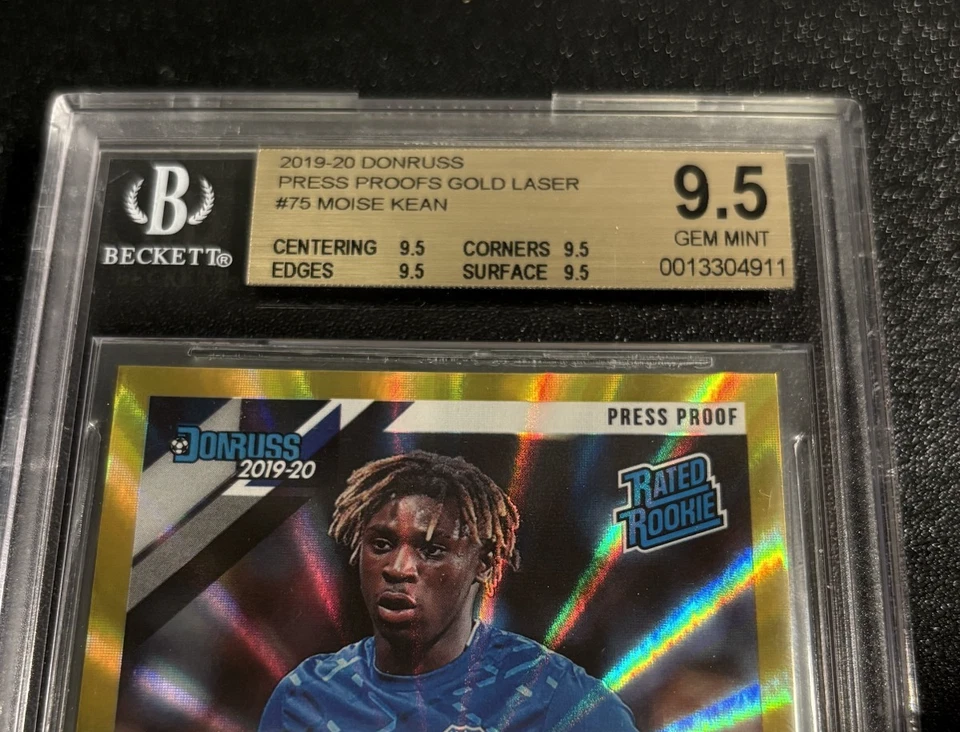 Moise Kean 2019-20 Panini Chronicles Fútbol Donruss Oro Clasificado RC/25 BGS 9.5!! Foto 3 de 4