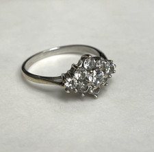 9ct White Gold Ring Cubic Zirconia Stones Solid Band Hallmark Ring Size I 1/2