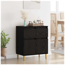 Sideboard Black Oak 60x35x70cm Engineered Wood 2 Doors 1 Drawer Mid-Century Slim