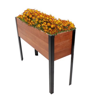 Sunnydaze Acacia Wood Raised Garden Bed with Legs 31'' H Steel Frame Brown