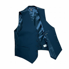 Tommy Hilfiger Mens Suit Vest Medium Navy Blue Formal Waistcoat Dress Buttons