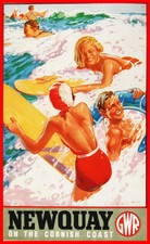 Newquay, Cornwall (old rail ad.) small steel sign 200mm x 150mm BIG PRICE CUT!
