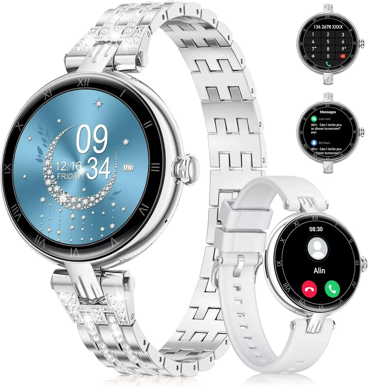 Smart Watch Women with Phone Function Sport Modes Waterproof Sleep Pedometer