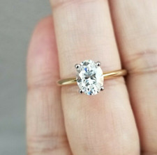 1.50 Carat Oval  Moissanite Ring in 14K Gold (Charles & Colvard)