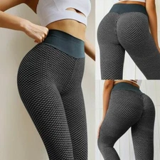 Women High Waist TikTok Leggings Anti-Cellulite Ruched Yoga Pants Sport Fitness