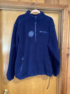 LL BEAN Men's Large Pullover Fleece Better Sweater Snap Collar Navy  Excellent!