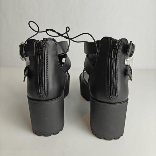 Womens Black Chunky Heel Sandals Size 10 M Arizona Glen Lug 90s Style NWOB - Picture 4 of 13