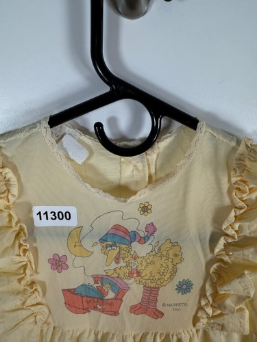 Vtg Sesame Street Kids Girls Sleeveless Ruffled Trim Dress Yellow Sz 4 12x31.5 - Picture 7 of 12