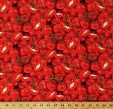 Cotton Tomatoes Red Vegetables Food Festival Cotton Fabric Print by Yard D786.77