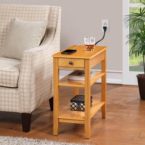 Convenience Concepts End Table 24" H X 11.25" W, Natural Rectangular Wood Veneer - Picture 3 of 7