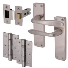 Door Handles Satin Nickel Lever on Back Plate Door Set Pack Kit Lock