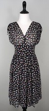 ZARA BASIC V-Neck Faux Wrap Bird Print Spring Summer Sleeveless A-Line Dress XS