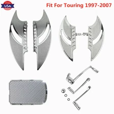 Chrome Floorboard Foot Board Brake Arm Shift Lever Pedal Fit For Touring 1997-07
